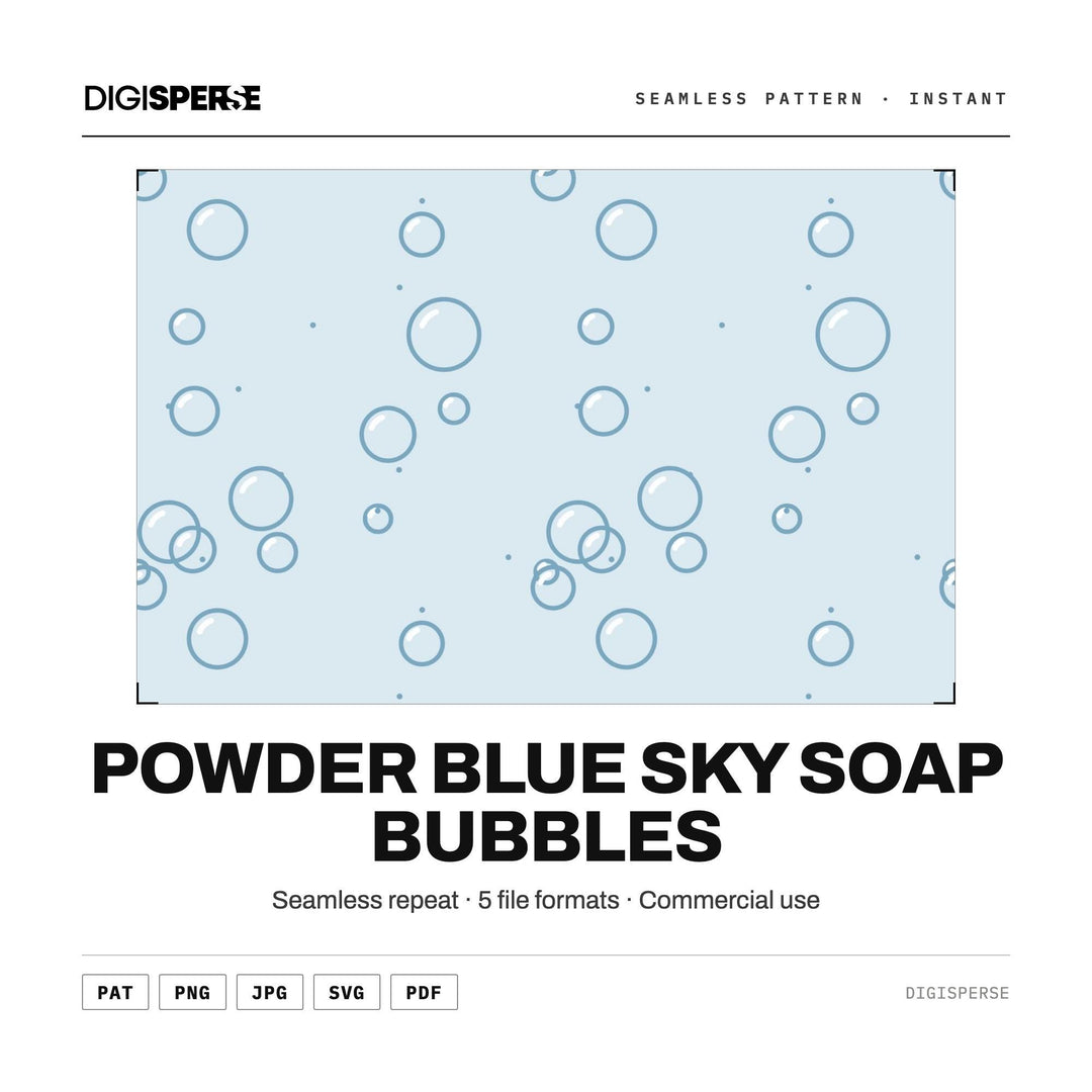 Seamless Digital Paper | Powder Blue Sky Soap Bubbles | Fabric Wallpaper