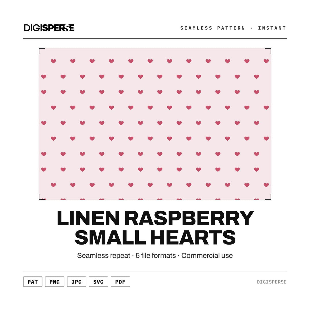Seamless Digital Paper | Linen Raspberry Small Hearts | Fabric Wallpaper | PNG SVG PDF