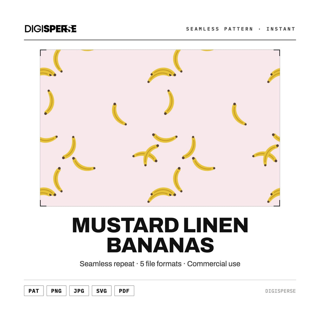 Digital Scrapbook Paper | Mustard Linen Bananas | Fabric Wallpaper | PNG SVG PDF