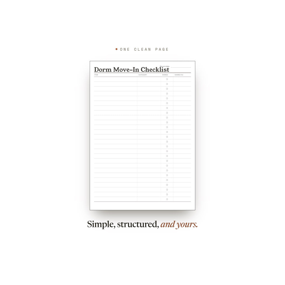 College Dorm Checklist | Back to School Planner Insert | GoodNotes iPad PDF | Instant Download