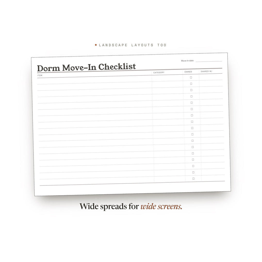College Dorm Checklist | Back to School Planner Insert | GoodNotes iPad PDF | Instant Download