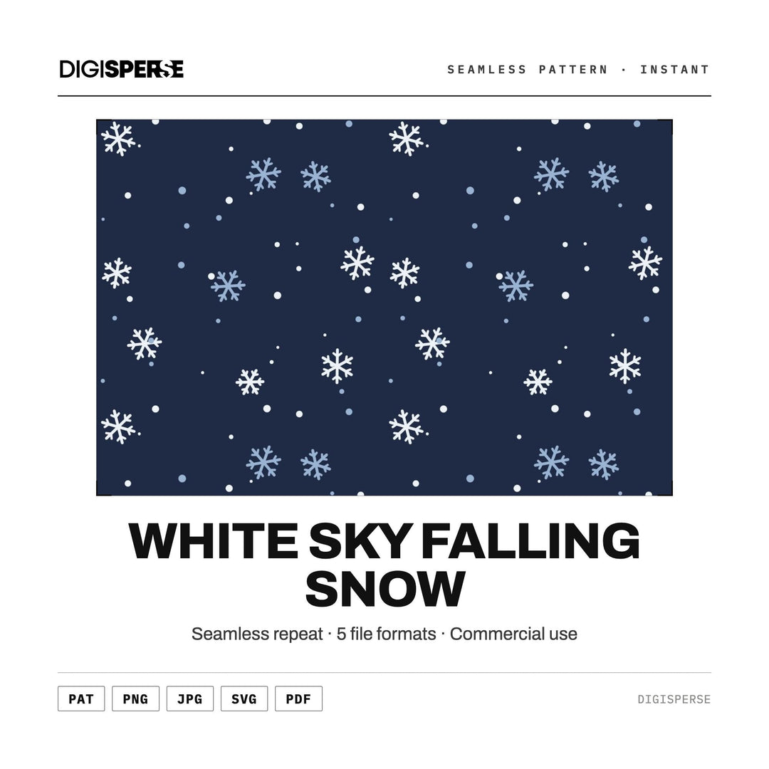 Digital Scrapbook Paper | White Sky Falling Snow | Fabric Wallpaper | PNG SVG PDF