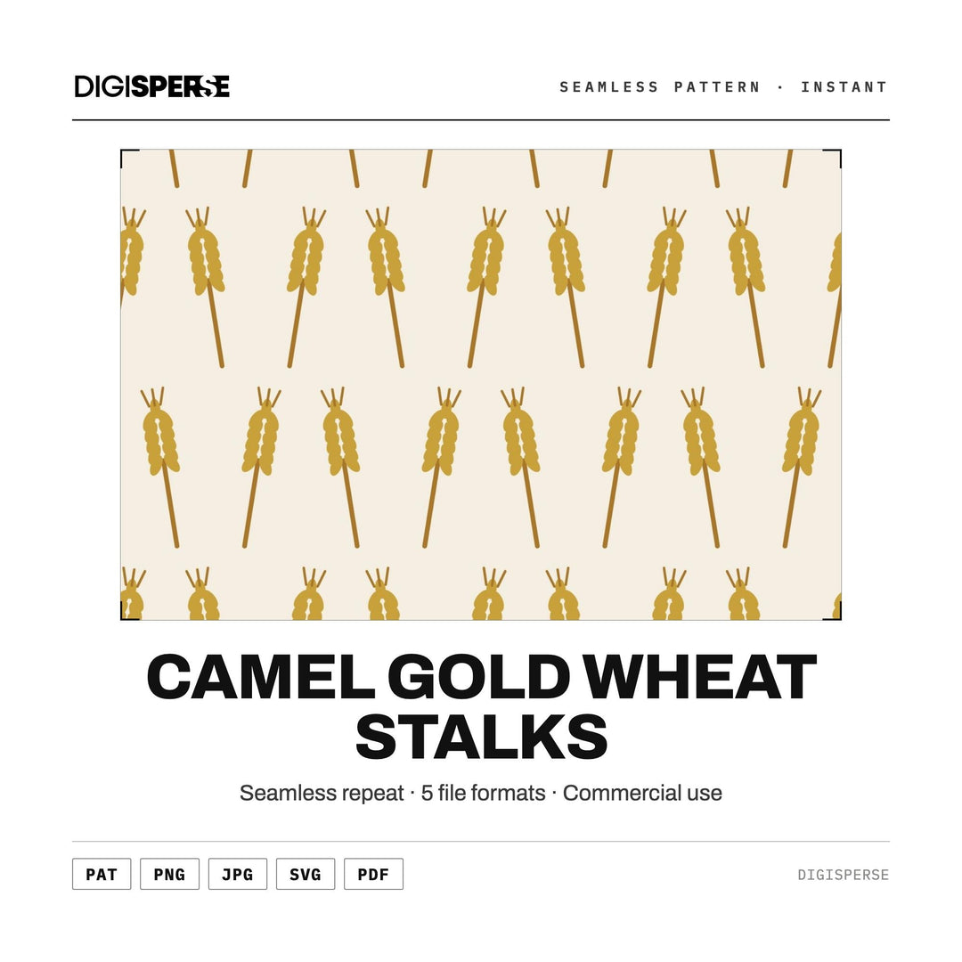 Seamless Digital Paper | Camel Gold Wheat Stalks | Fabric Wallpaper | PNG SVG PDF
