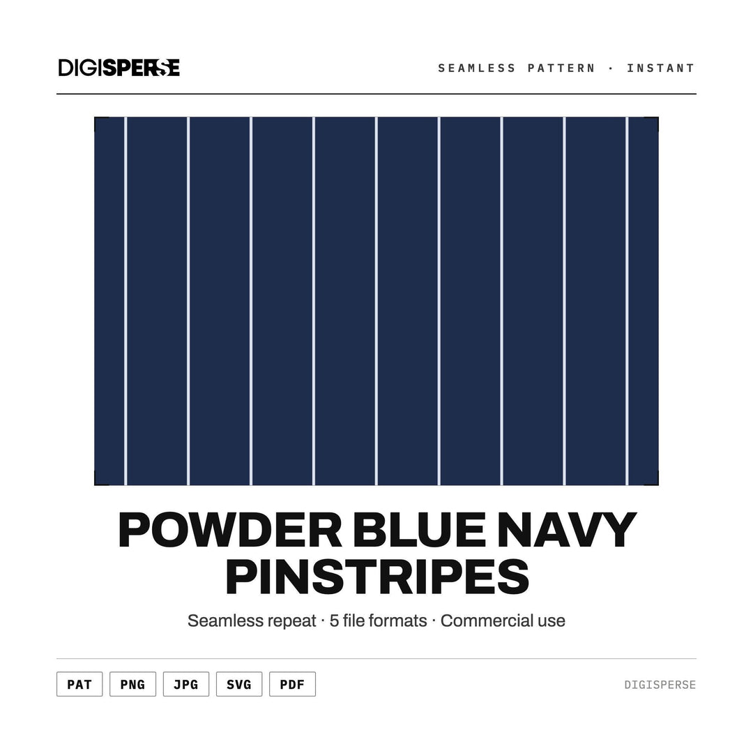Seamless Pattern | Powder Blue Navy Pinstripes | Digital Paper Fabric Wallpaper