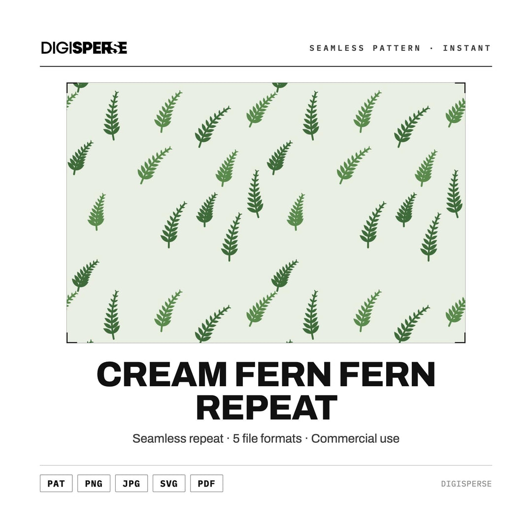 Seamless Digital Paper | Cream Fern Fern Repeat | Fabric Wallpaper | PNG SVG PDF