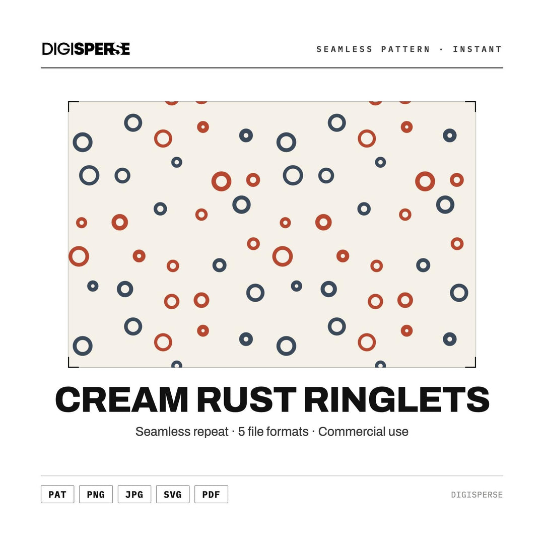 Seamless Digital Paper | Cream Rust Ringlets | Fabric Wallpaper | PNG SVG PDF