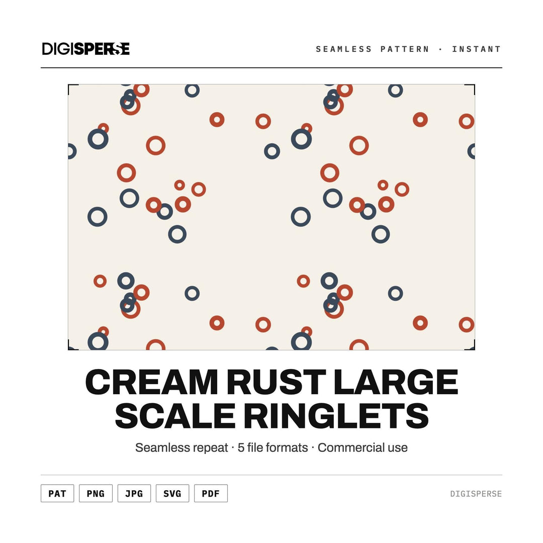 Seamless Digital Paper | Cream Rust Large Scale Ringlets | Fabric Wallpaper