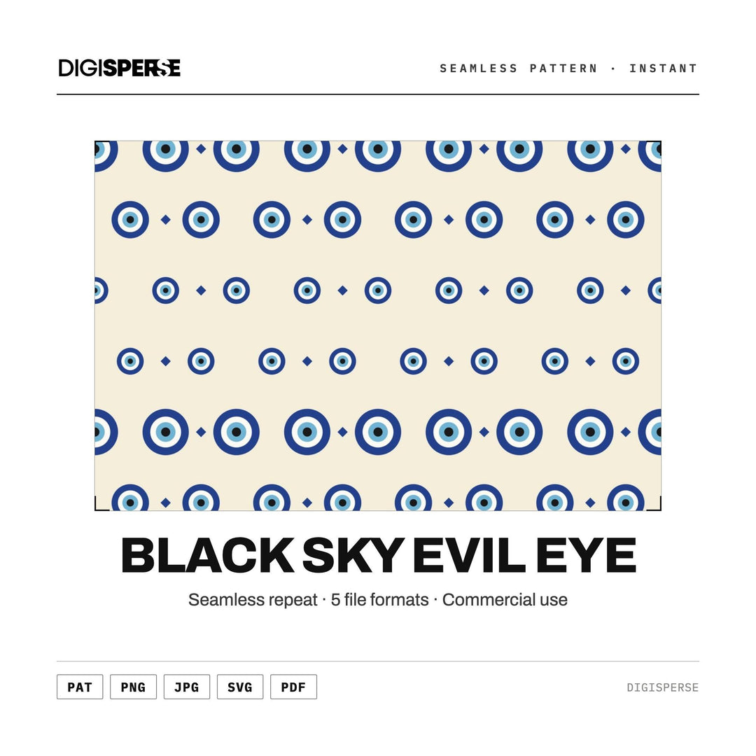 Digital Scrapbook Paper | Black Sky Evil Eye | Fabric Wallpaper | PNG SVG PDF