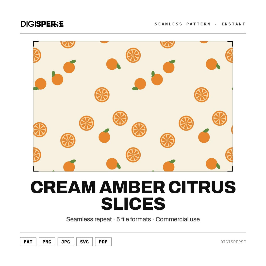 Seamless Digital Paper | Cream Amber Citrus Slices | Fabric Wallpaper | PNG SVG PDF