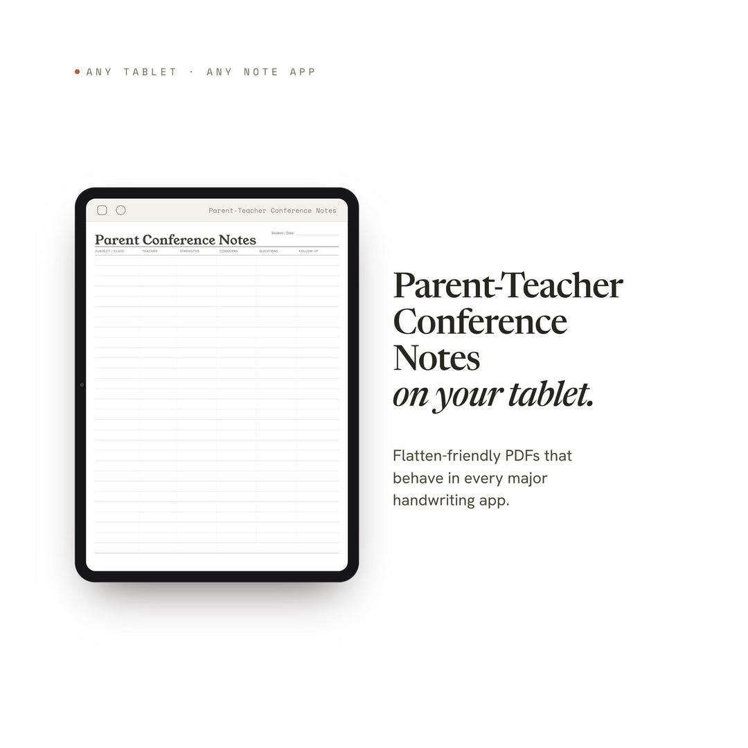 Parent Teacher Conference Notes printable planner insert — preview image 6 of 20