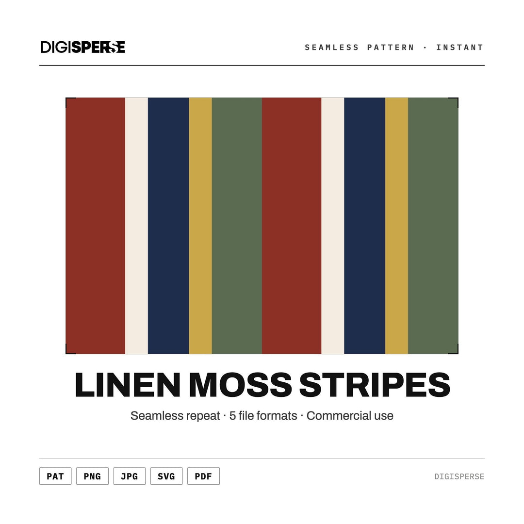 Seamless Pattern | Linen Moss Stripes | Digital Paper Fabric Wallpaper | PNG SVG PDF