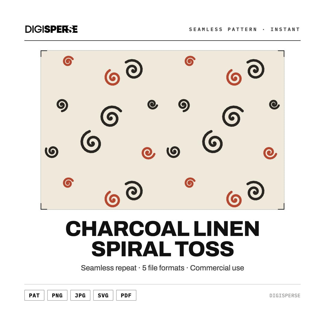 Seamless Pattern Svg | Charcoal Linen Spiral Toss | Digital Paper Fabric Wallpaper