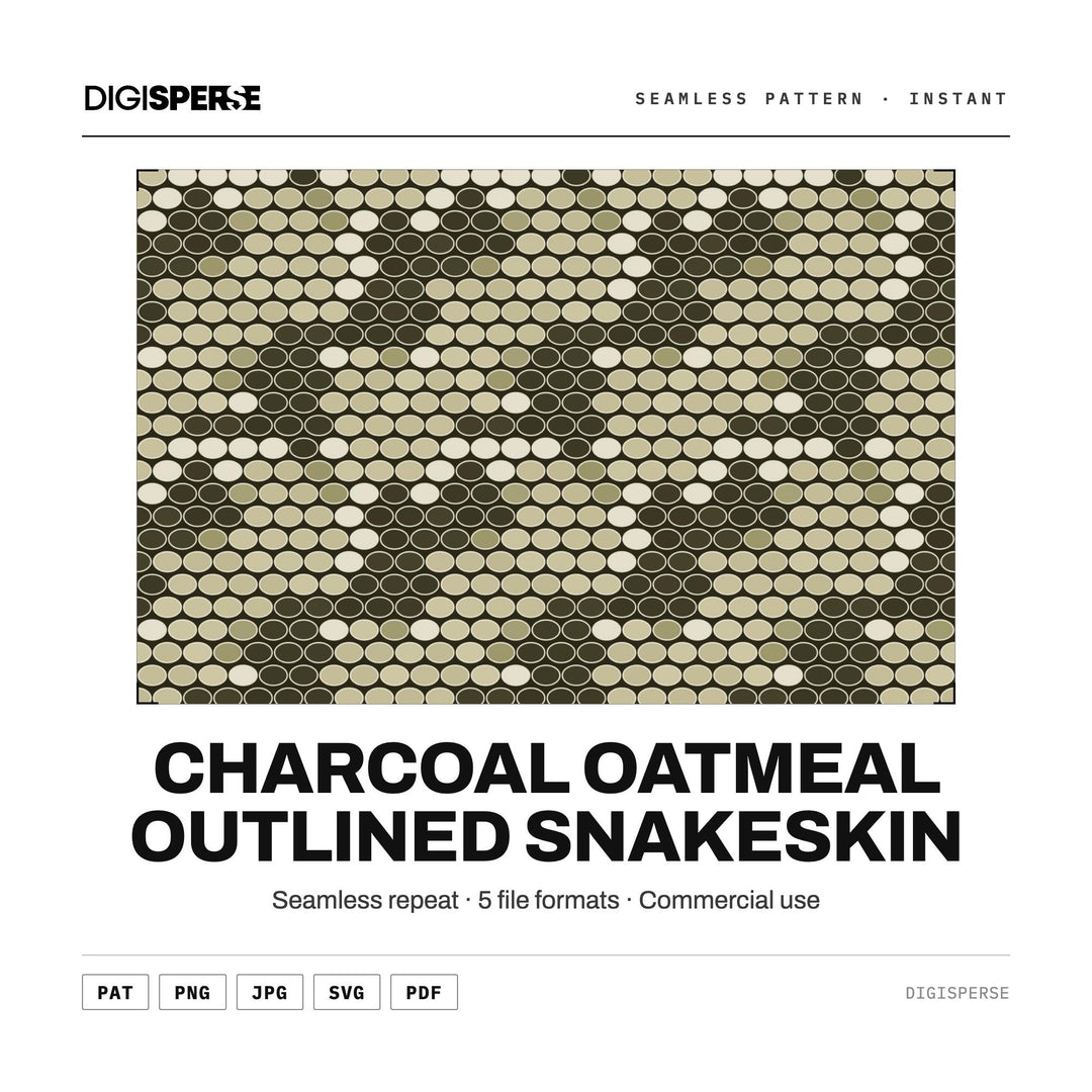 Seamless Pattern | Charcoal Oatmeal Outlined Snakeskin | Digital Paper Fabric Wallpaper