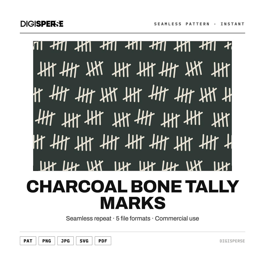 Seamless Pattern Svg | Charcoal Bone Tally Marks | Digital Paper Fabric Wallpaper
