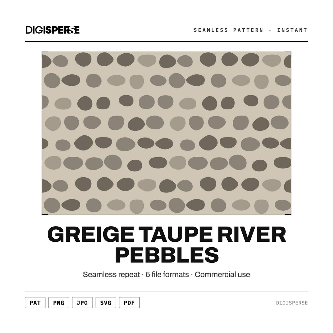 Seamless Digital Paper | Greige Taupe River Pebbles | Fabric Wallpaper | PNG SVG PDF
