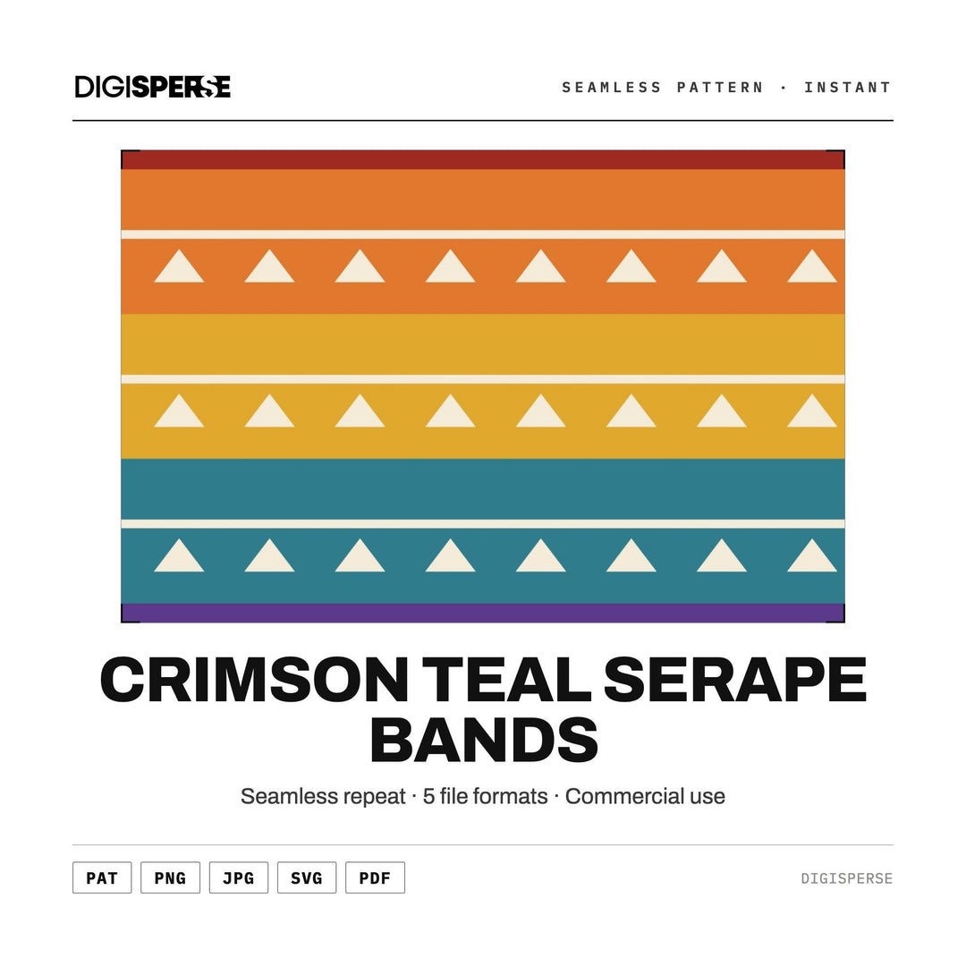 Surface Pattern Design | Crimson Teal Serape Bands | Digital Paper Fabric Wallpaper