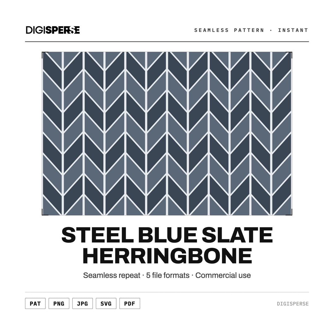 Surface Pattern Design | Steel Blue Slate Herringbone | Digital Paper Fabric Wallpaper