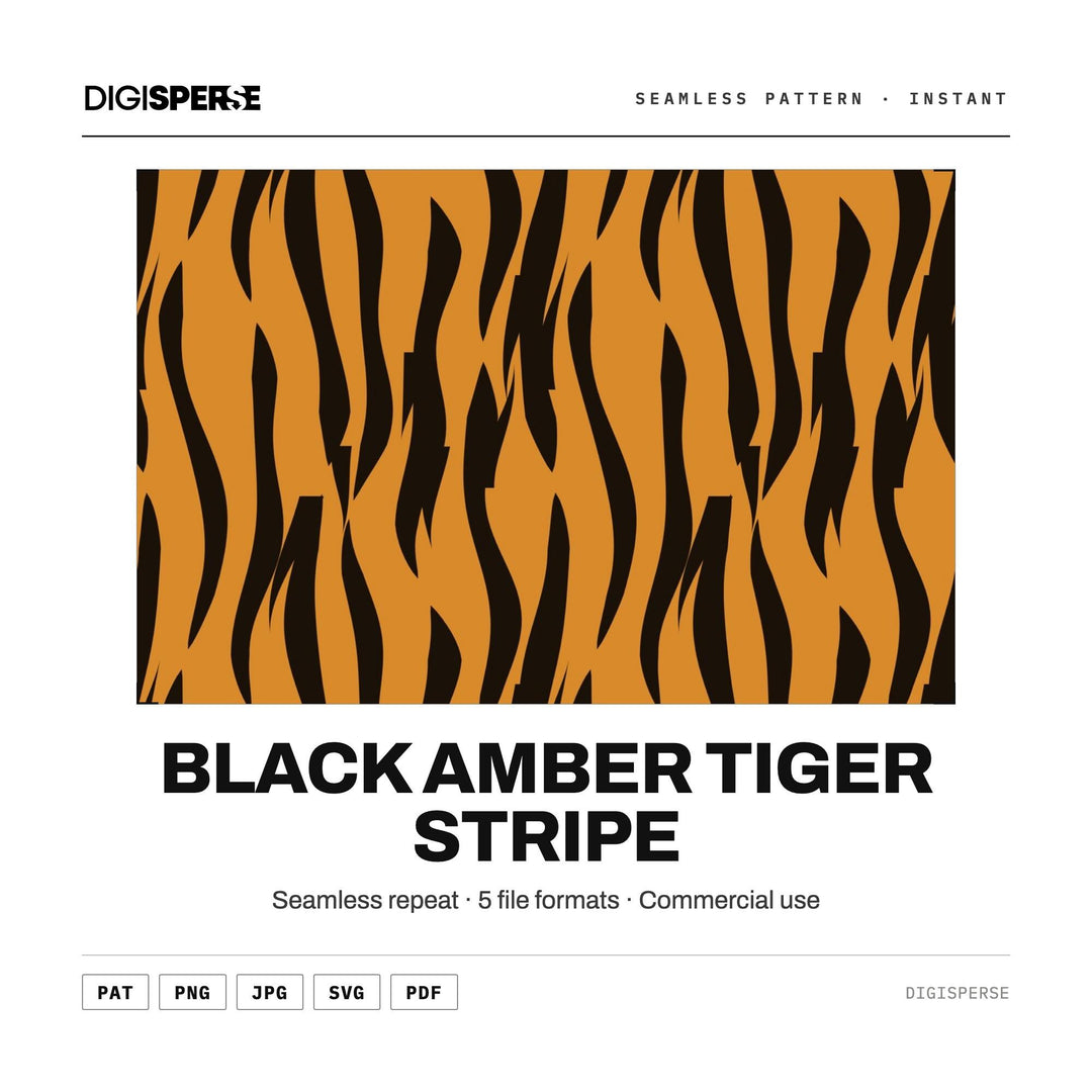 Seamless Pattern | Black Amber Tiger Stripe | Digital Paper Fabric Wallpaper