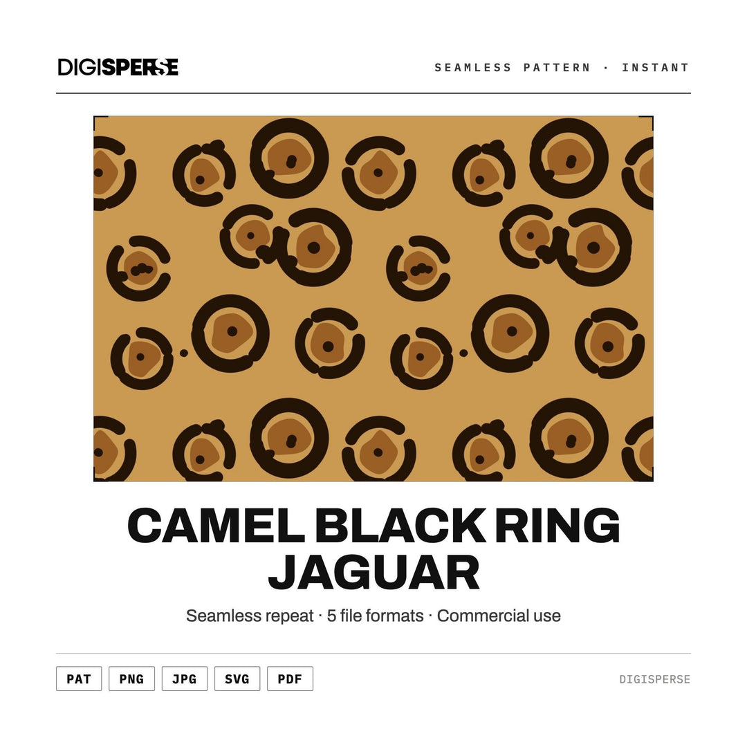 Seamless Pattern | Camel Black Ring Jaguar | Digital Paper Fabric Wallpaper
