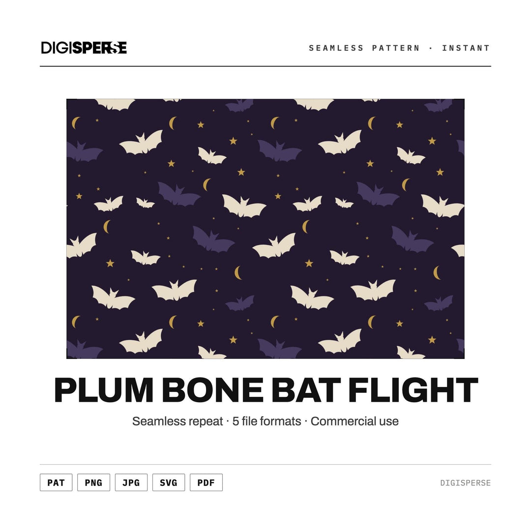 Plum Bone Bat Flight seamless pattern set — preview image 2 of 9