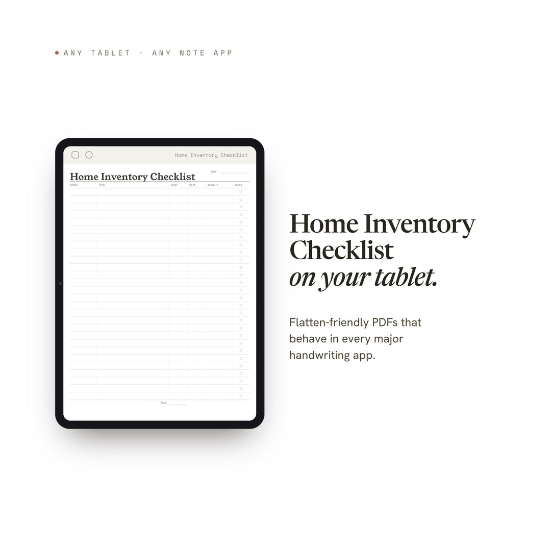 Life Admin Printable | Home Inventory Checklist | GoodNotes + iPad PDF | Instant Download