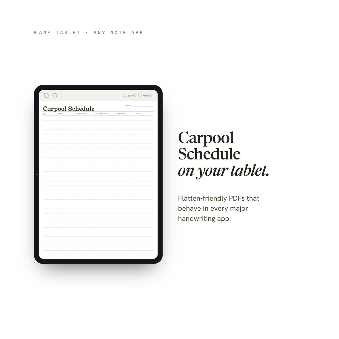 Carpool Schedule printable planner insert — preview image 6 of 20