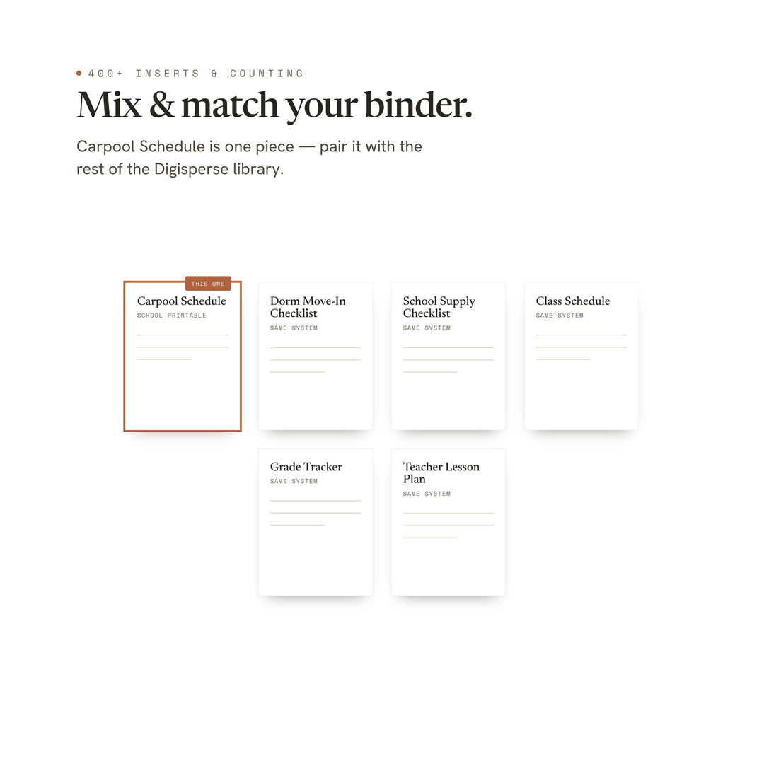 Carpool Schedule printable planner insert — preview image 12 of 20