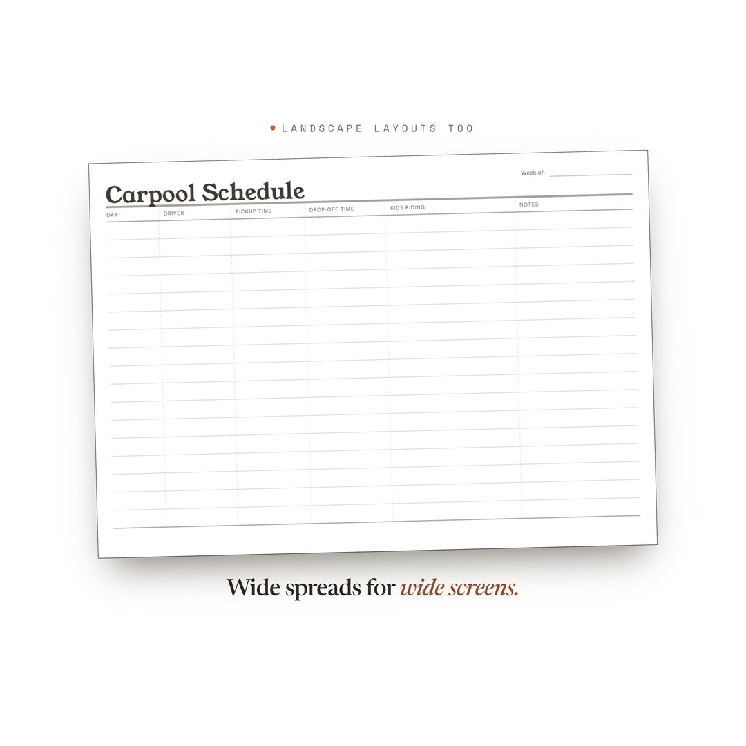 Carpool Schedule printable planner insert — preview image 15 of 20