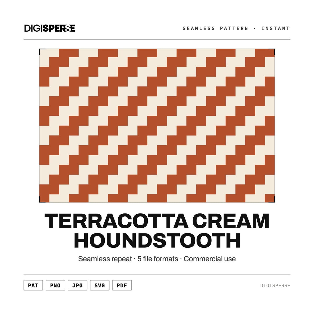 Wallpaper Pattern | Terracotta Cream Houndstooth | Dogtooth Check Digital Paper
