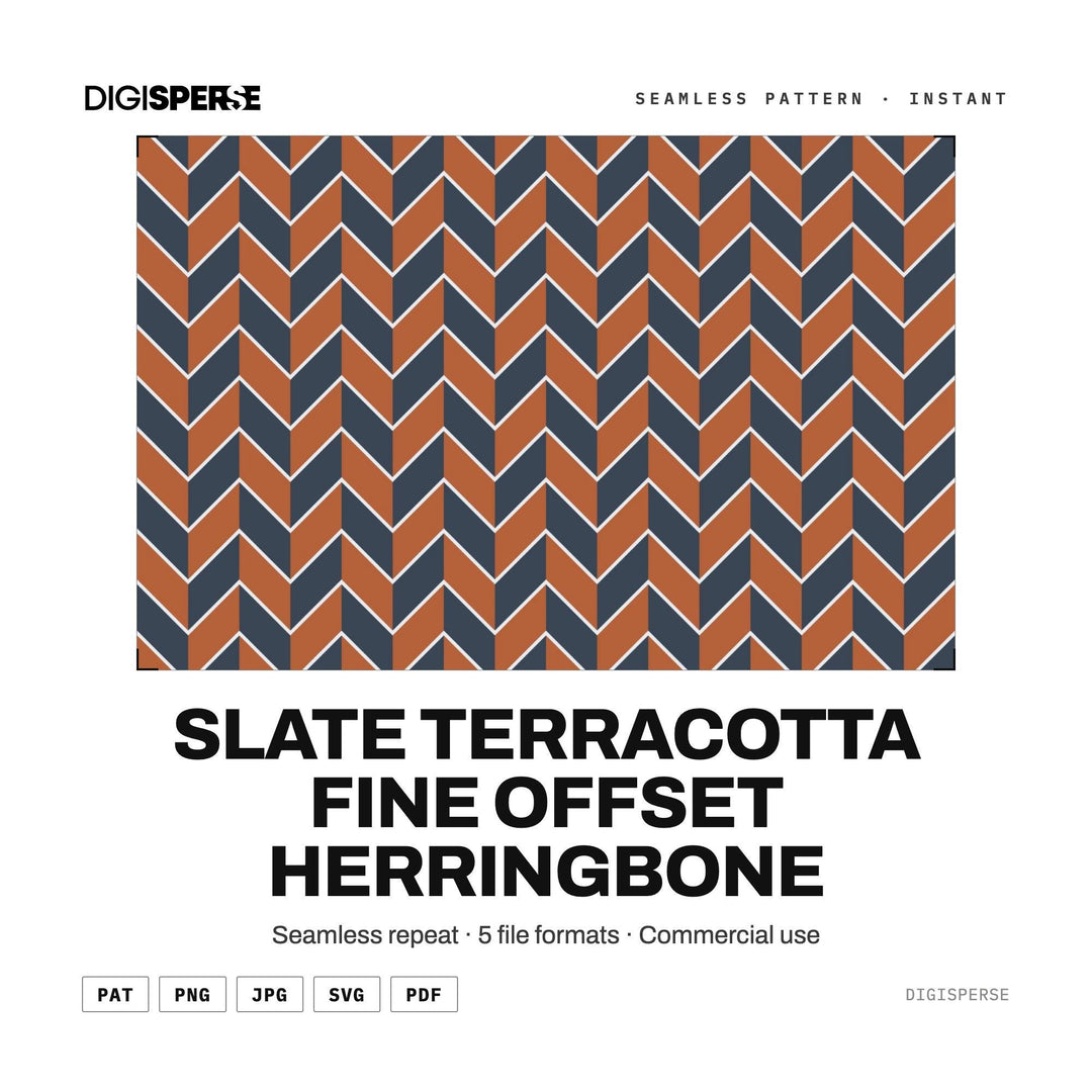 Surface Pattern Design | Slate Terracotta Fine Offset Herringbone | Digital Paper Fabric Wallpaper