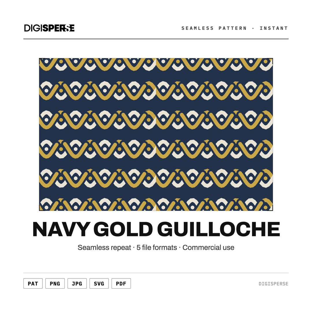 Surface Pattern Design | Navy Gold Guilloche | Digital Paper Fabric Wallpaper