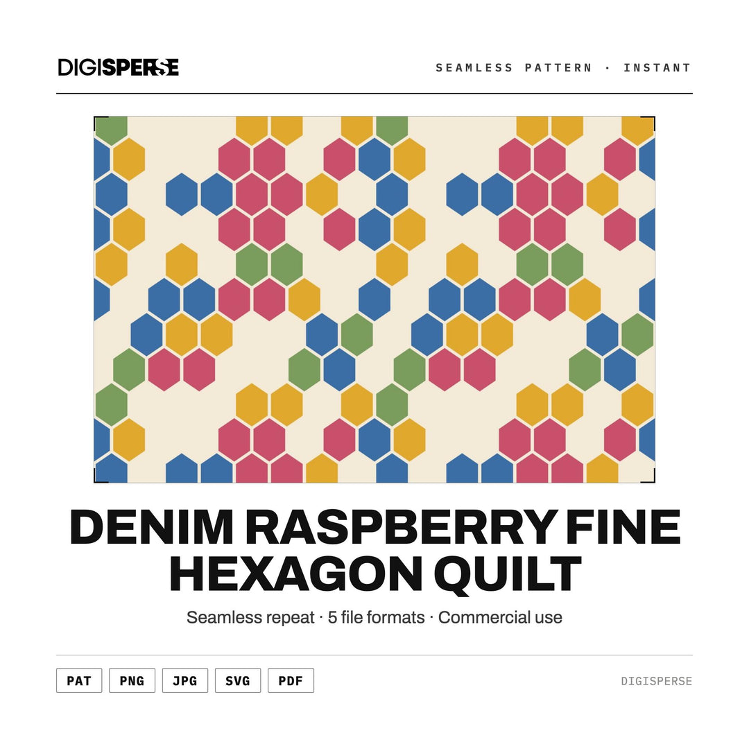 Digital Scrapbook Paper | Denim Raspberry Fine Hexagon Quilt | Fabric Wallpaper