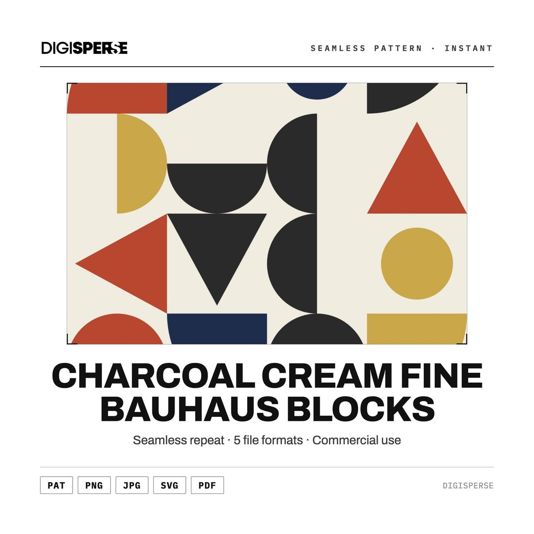 Digital Scrapbook Paper | Charcoal Cream Fine Bauhaus Blocks | Fabric Wallpaper