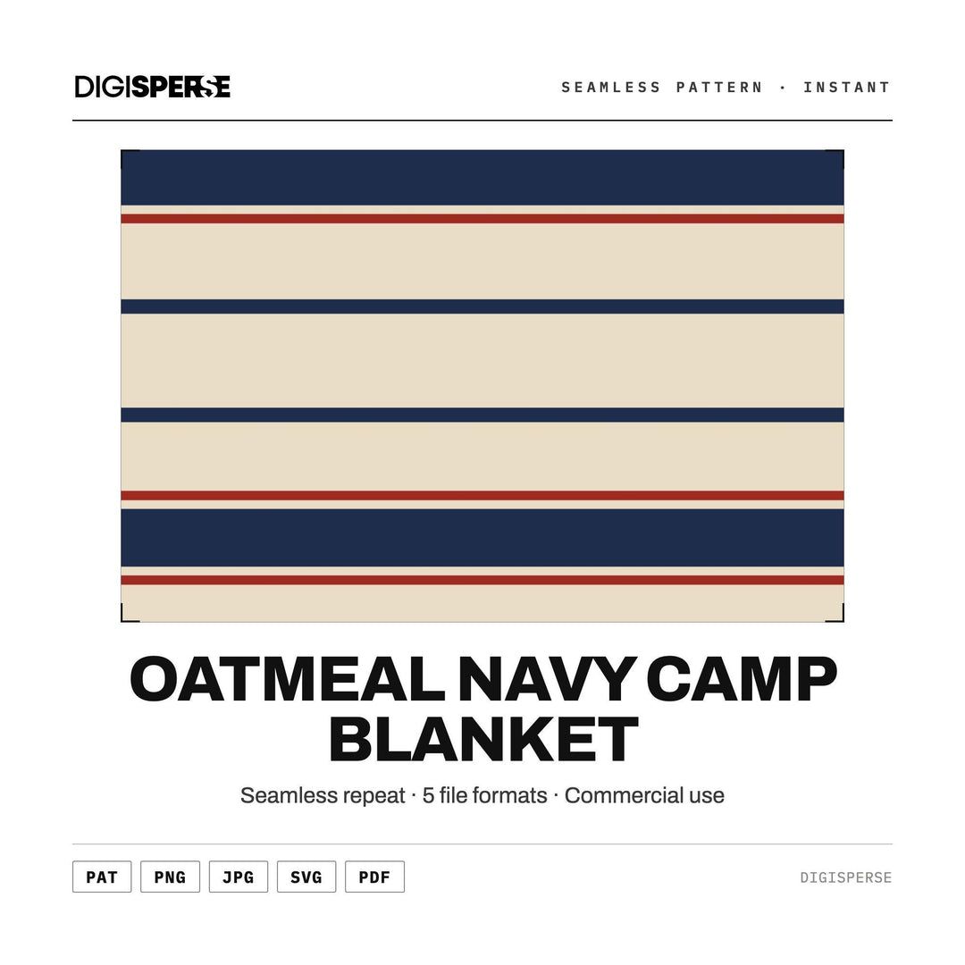Seamless Pattern | Oatmeal Navy Camp Blanket | Digital Paper Fabric Wallpaper