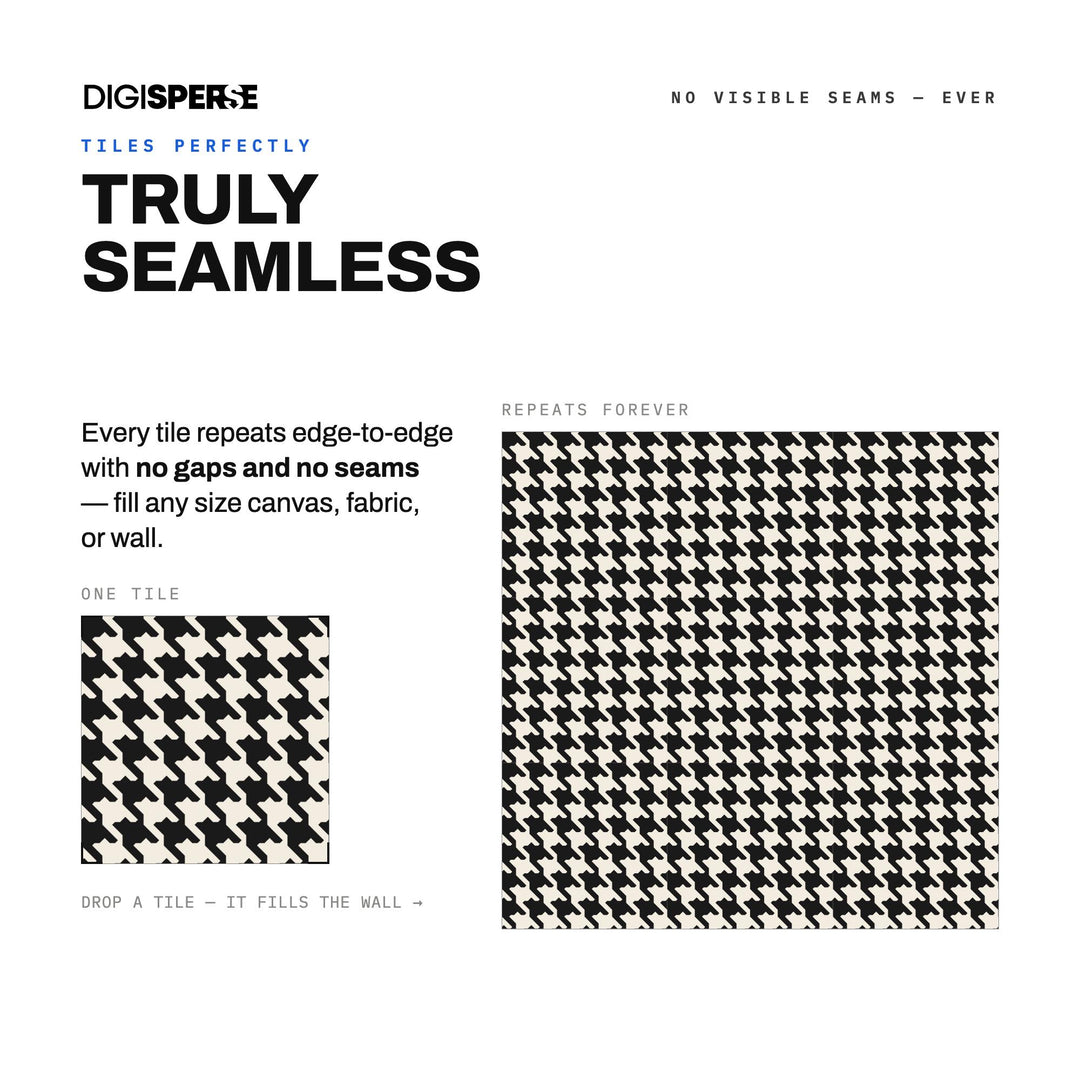 Seamless Pattern | Black Linen Classic Houndstooth | Digital Paper Fabric Wallpaper