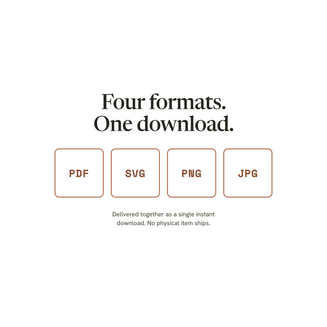 Four file formats included in one instant download