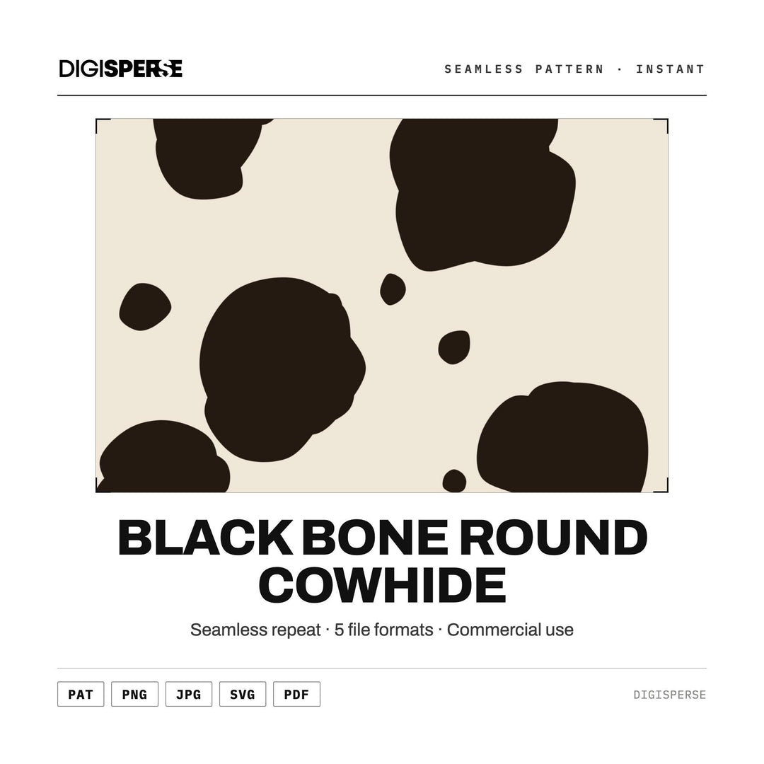 Seamless Pattern | Black Bone Round Cowhide | Digital Paper Fabric Wallpaper