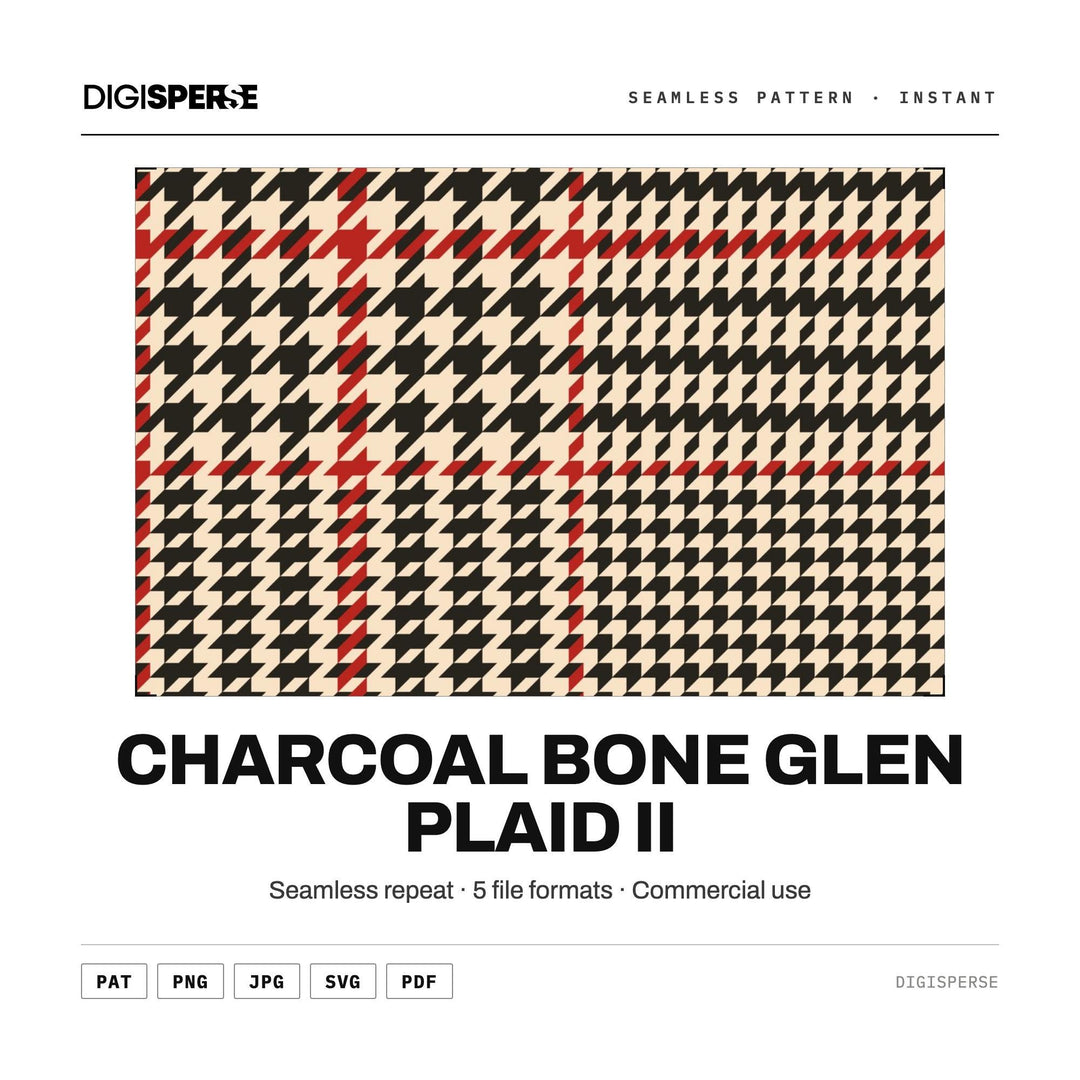 Seamless Pattern | Charcoal Bone Glen Plaid II | Digital Paper Fabric Wallpaper