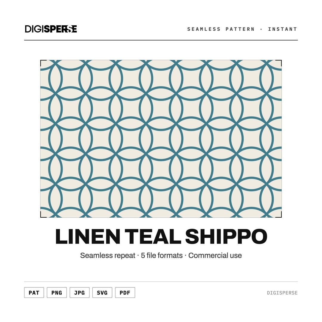 Surface Pattern Design | Linen Teal Shippo | Digital Paper Fabric Wallpaper
