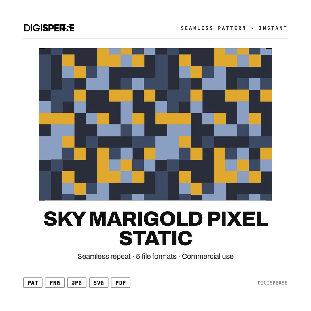 Digital Scrapbook Paper | Sky Marigold Pixel Static | Fabric Wallpaper | PNG SVG PDF