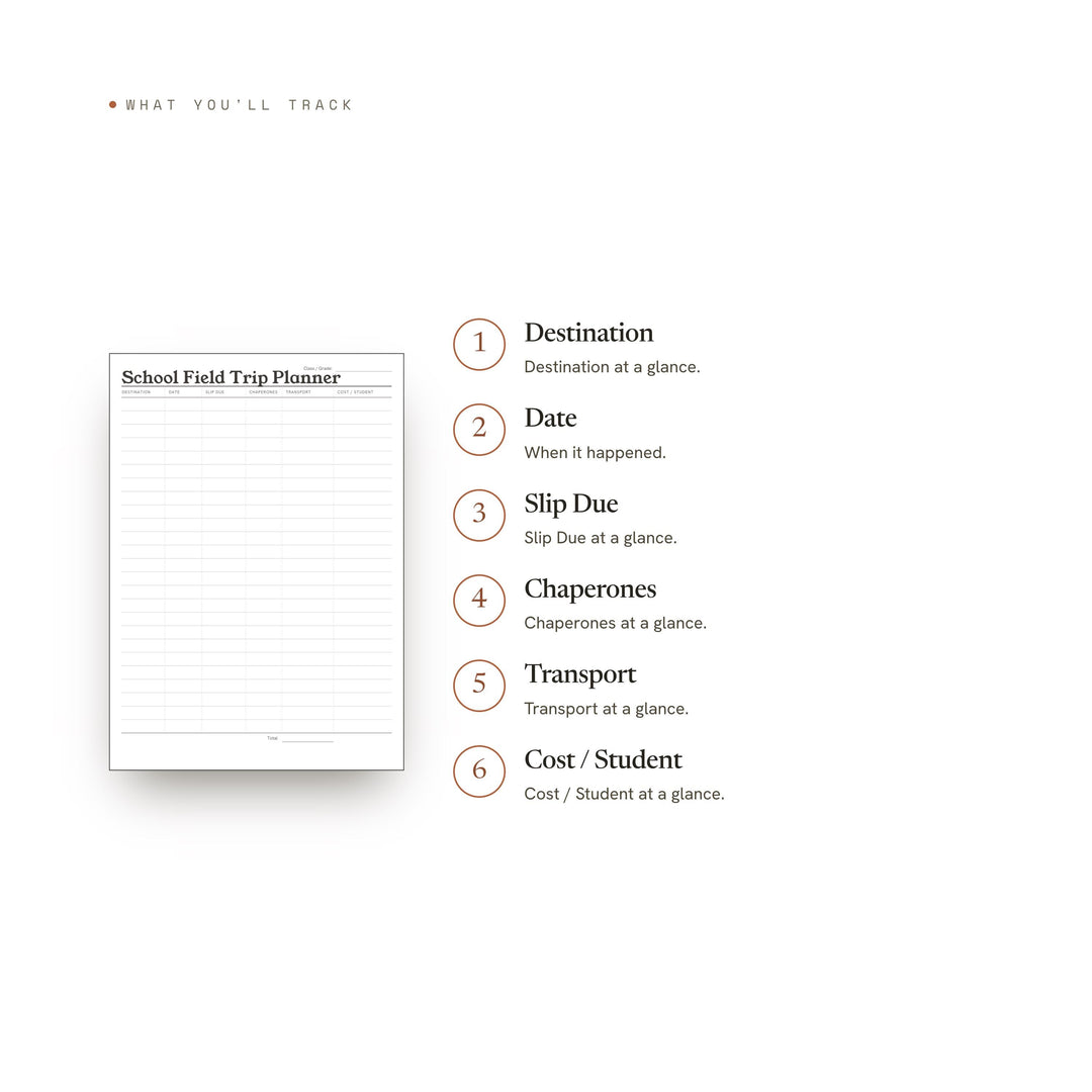 School Field Trip Planner printable planner insert — preview image 8 of 20