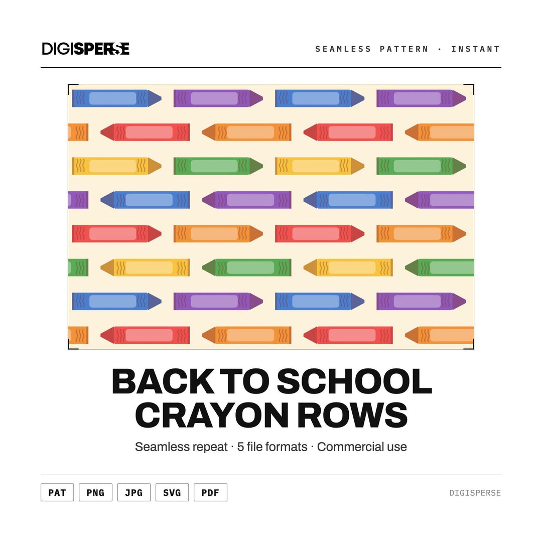 Back to School Crayon Rows seamless pattern set — main preview