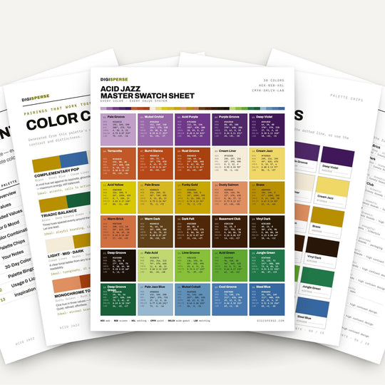 Retro Funk Color Palette for Groovy Poster Art and Music Branding, 30 Vibrant 70s Inspired Hues with Hex Codes, Procreate