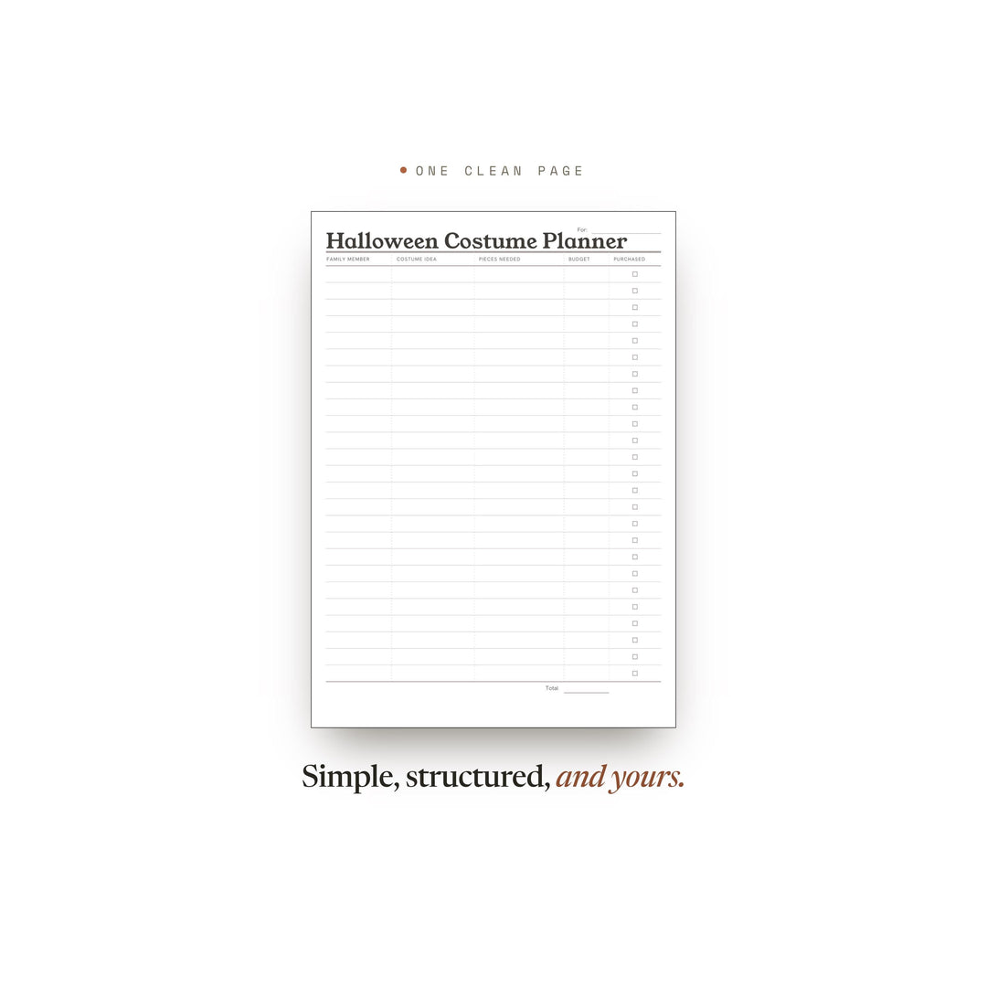 Halloween Costume Planner printable planner insert — preview image 2 of 20