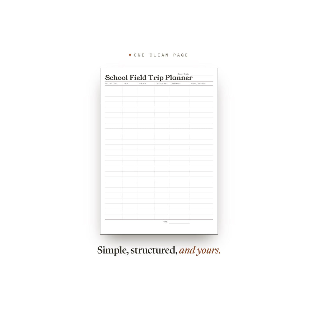 School Field Trip Planner printable planner insert — preview image 2 of 20