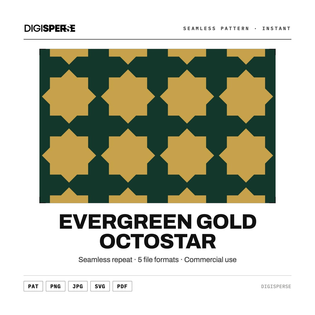 Evergreen Gold Octostar seamless pattern set — main preview