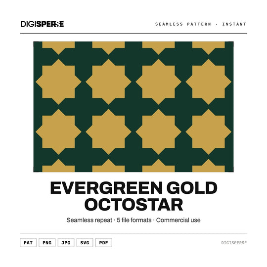 Evergreen Gold Octostar seamless pattern set — main preview