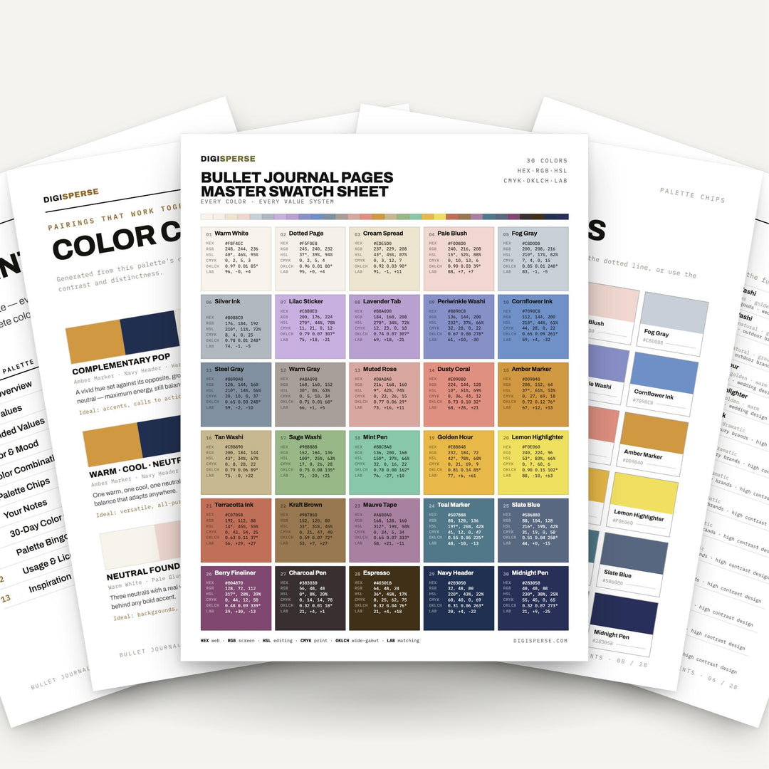 Bullet Journal Pages color palette — main preview