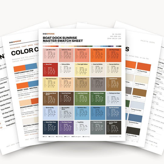 Boat Dock Sunrise Color Palette | 30 Procreate Swatches, ASE (Digital Download) color palette — main preview