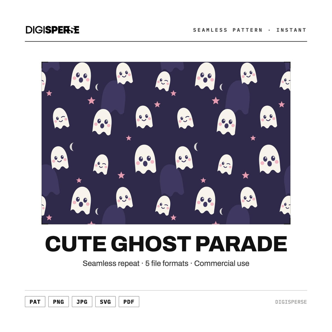 Cute Ghost Parade seamless pattern set — main preview